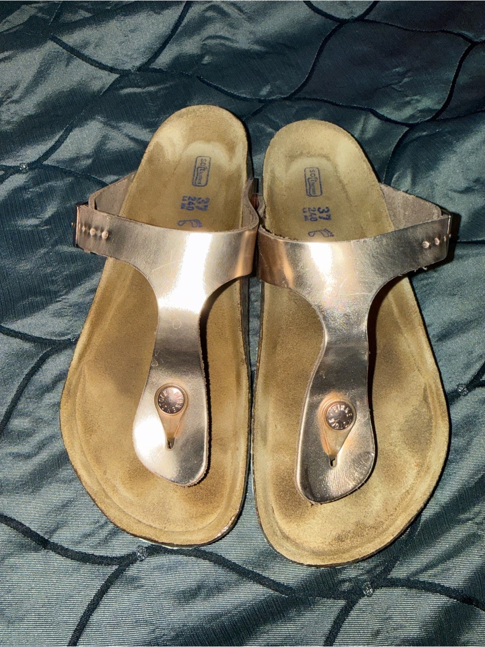 Birkenstock Metallic Rose Gold Thong Sandals